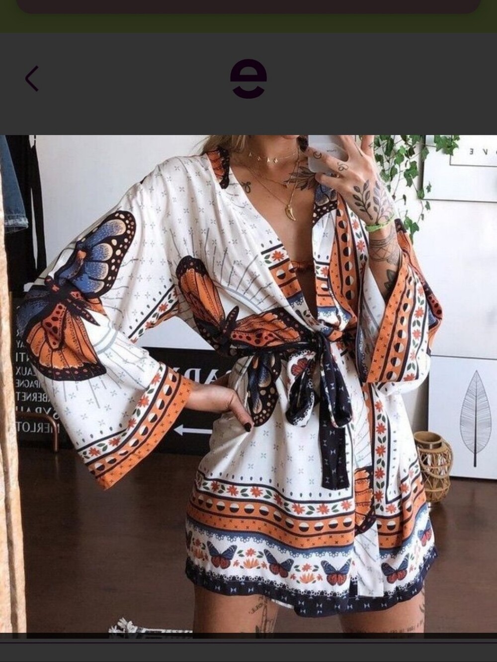 Plus size butterfly boho kimono top 20W - Picture 4 of 4